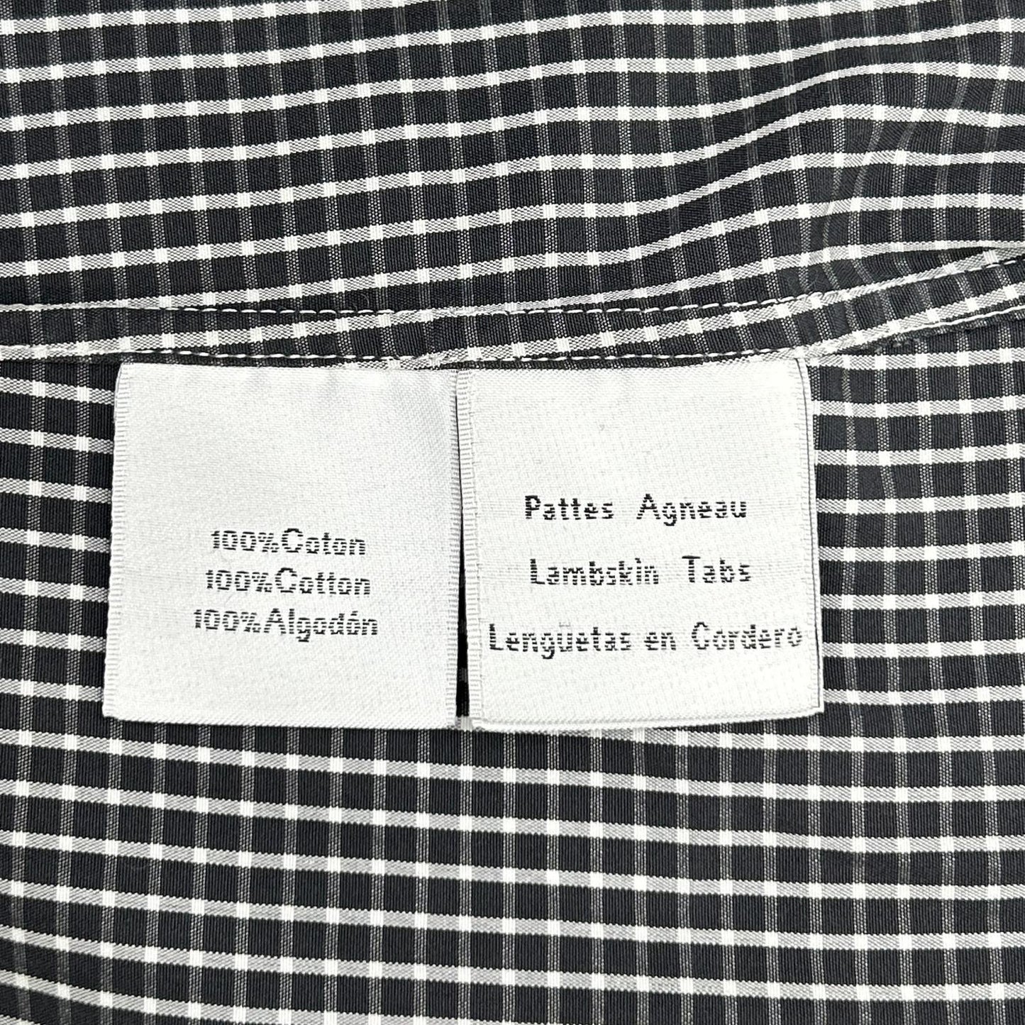 HERMES Check Cotton Long Sleeve Shirt White/Black Size 40