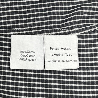 HERMES Check Cotton Long Sleeve Shirt White/Black Size 40