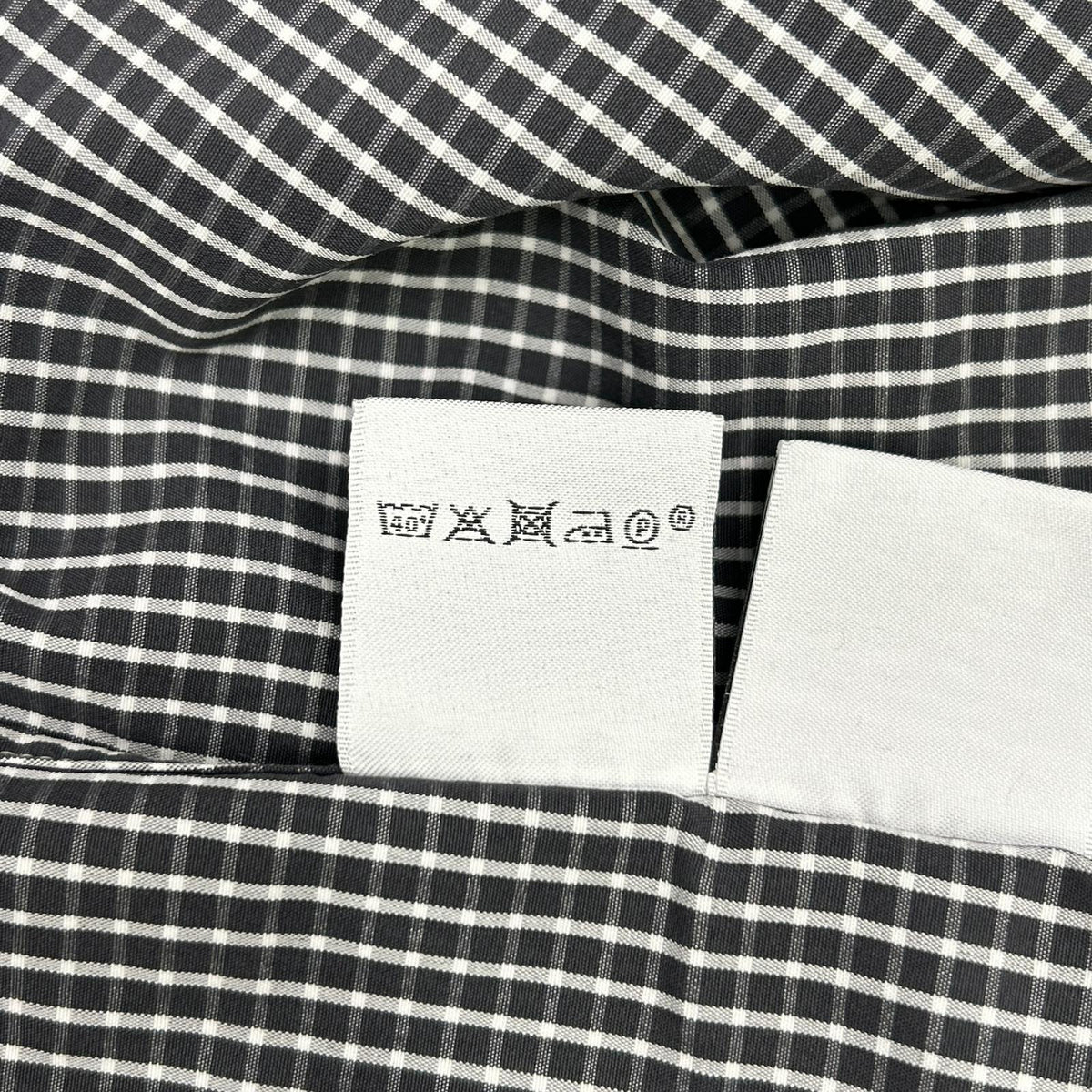HERMES Check Cotton Long Sleeve Shirt White/Black Size 40
