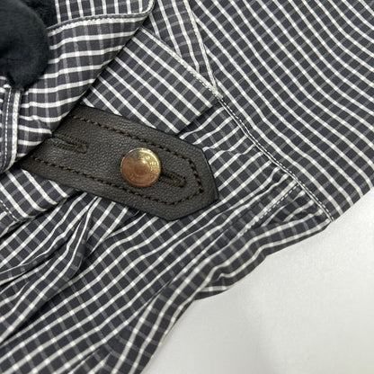 HERMES Check Cotton Long Sleeve Shirt White/Black Size 40