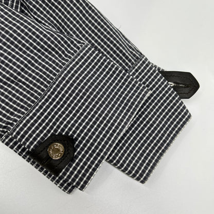 HERMES Check Cotton Long Sleeve Shirt White/Black Size 40