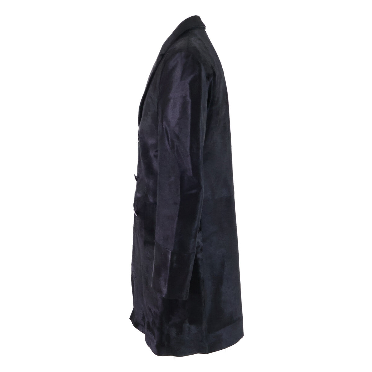 BOTTEGA VENETA Calf Hair Double-Breasted Coat Black Size 50