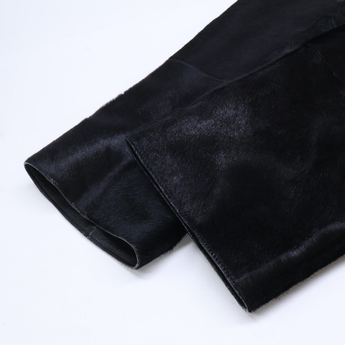 BOTTEGA VENETA Calf Hair Double-Breasted Coat Black Size 50