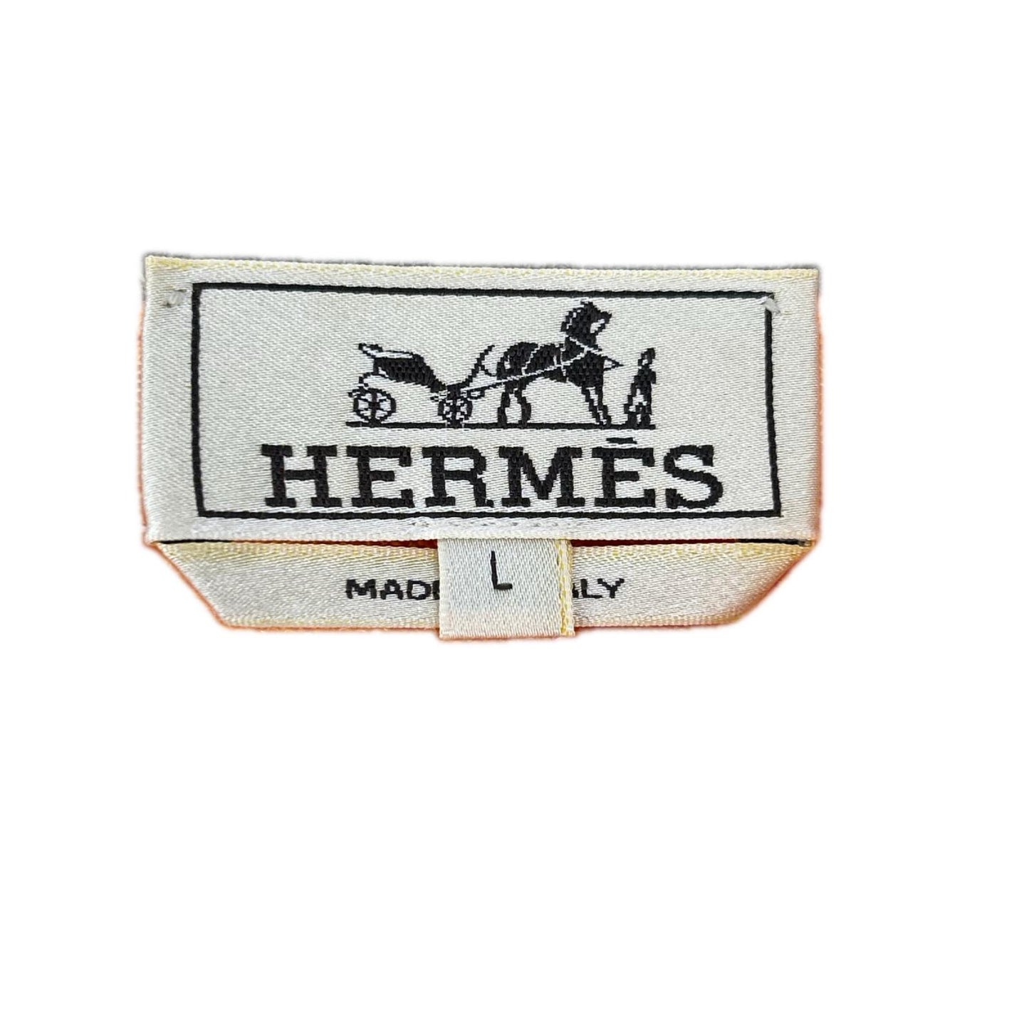 HERMES Orange Linen Silk V-Neck Tilden Knit Size L