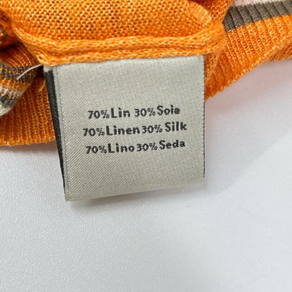 HERMES Orange Linen Silk V-Neck Tilden Knit Size L