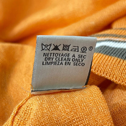 HERMES Orange Linen Silk V-Neck Tilden Knit Size L