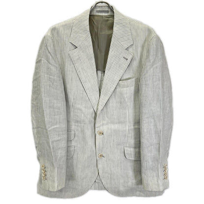 BRUNELLO CUCINELLI Striped Linen Single Jacket Size 50