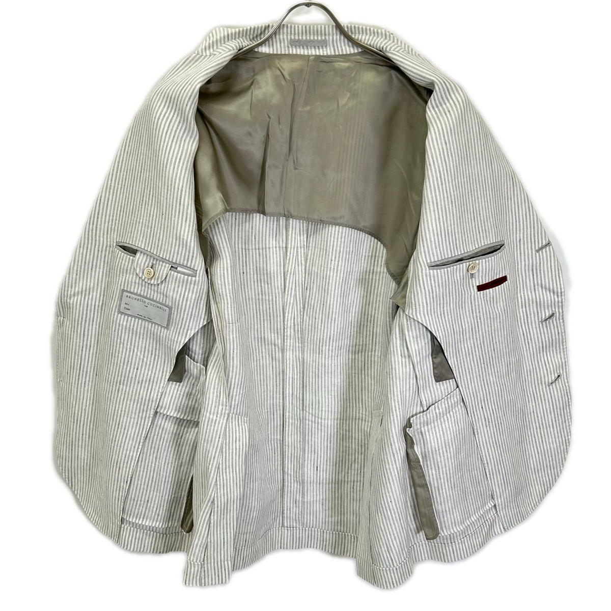 BRUNELLO CUCINELLI Striped Linen Single Jacket Size 50