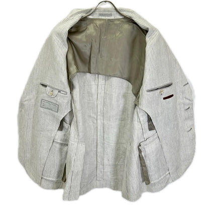 BRUNELLO CUCINELLI Striped Linen Single Jacket Size 50