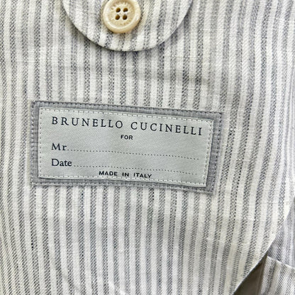 BRUNELLO CUCINELLI Striped Linen Single Jacket Size 50