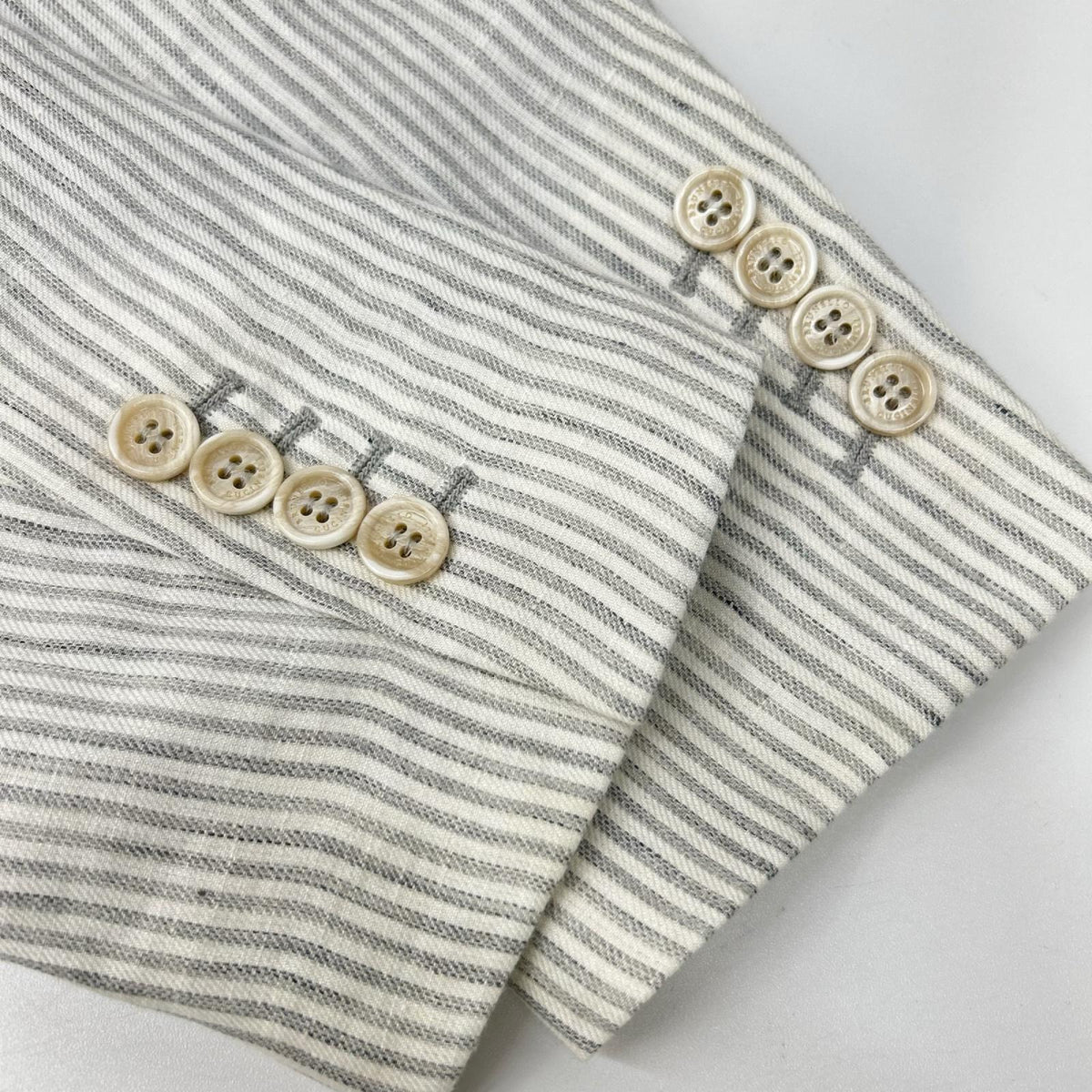 BRUNELLO CUCINELLI Striped Linen Single Jacket Size 50