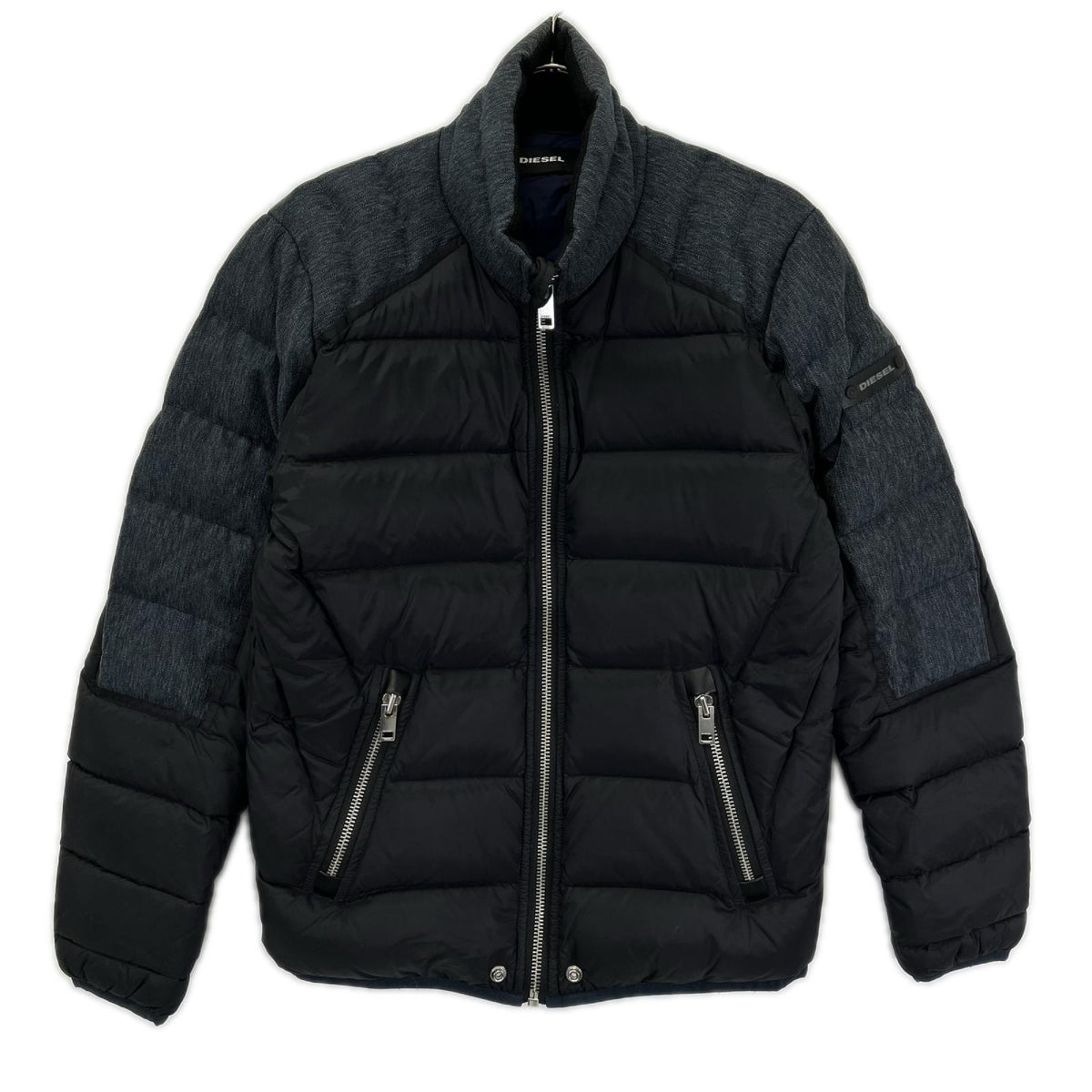 DIESEL Denim Nylon Stand Collar Down Jacket Size L
