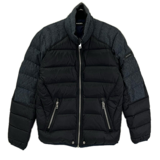 DIESEL Denim Nylon Stand Collar Down Jacket Size L