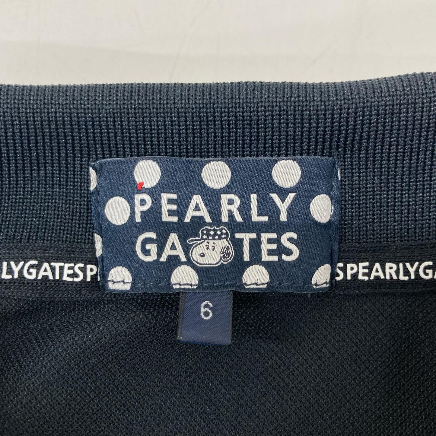 PEARLY GATES 053-5260031 Peanuts Shirt Black Polo Size 6(LL)