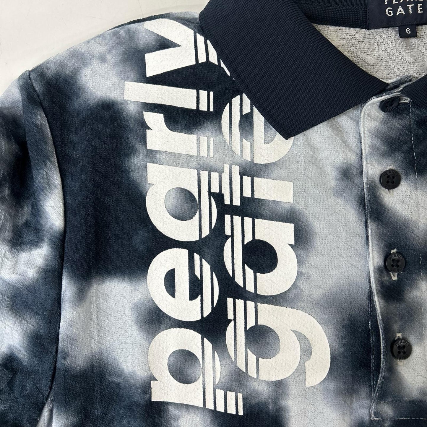 PEARLY GATES Tie-Dye Polyester Polo Navy Size 6 (LL)
