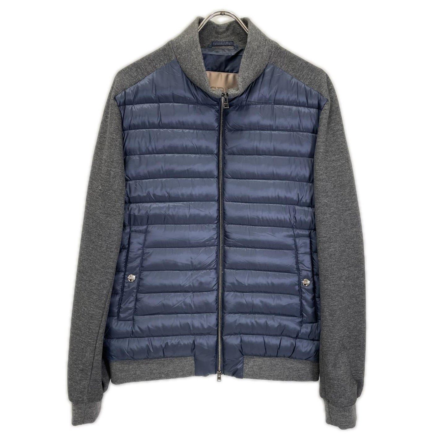 HERNO RESORT Paneled Nylon Down Jacket Navy/Gray Size 50