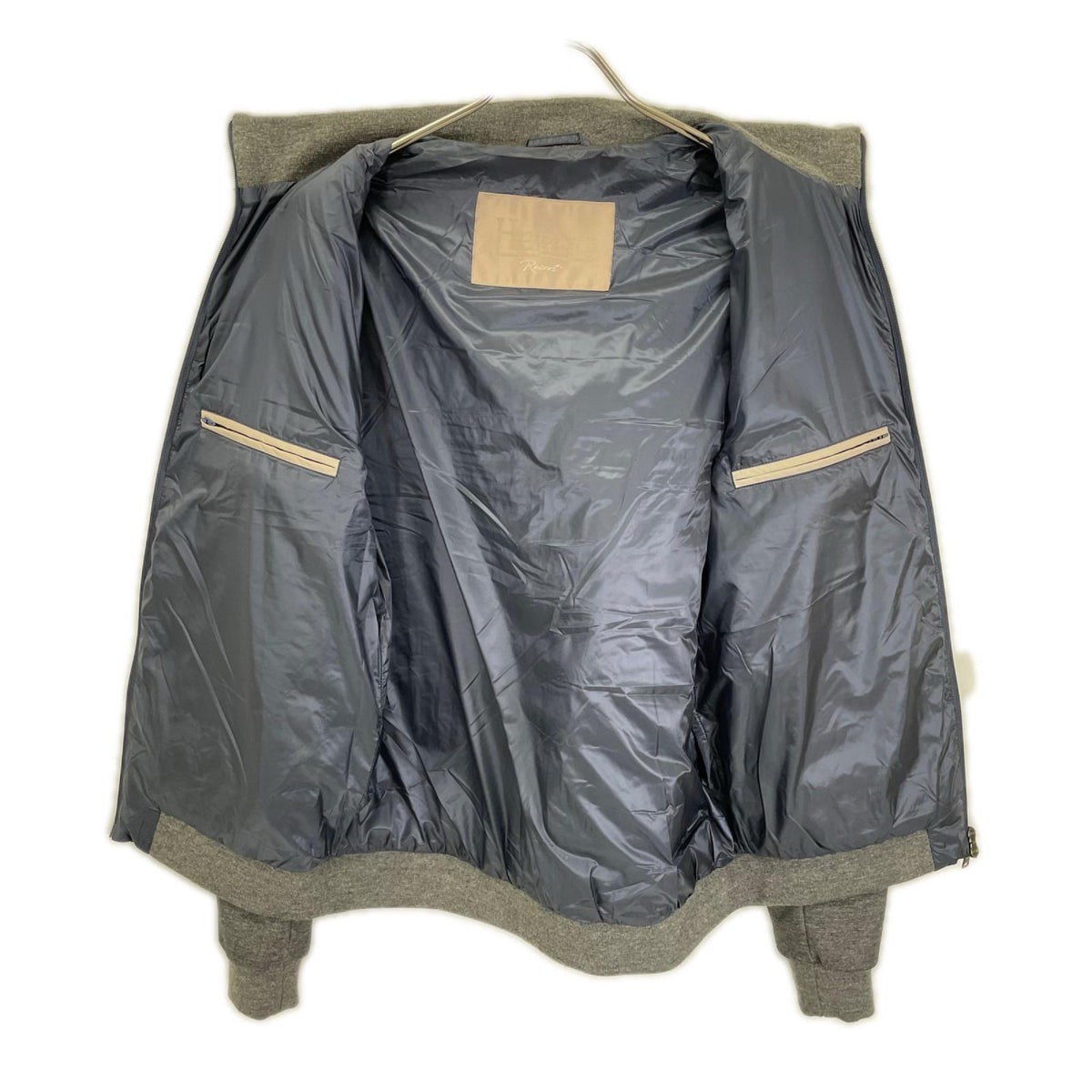 HERNO RESORT Paneled Nylon Down Jacket Navy/Gray Size 50