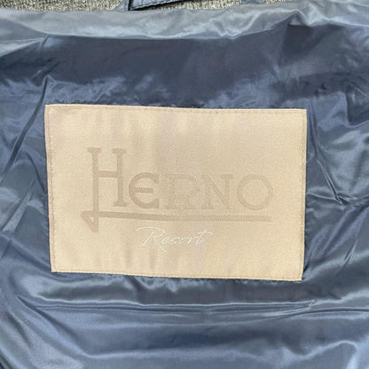 HERNO RESORT Paneled Nylon Down Jacket Navy/Gray Size 50