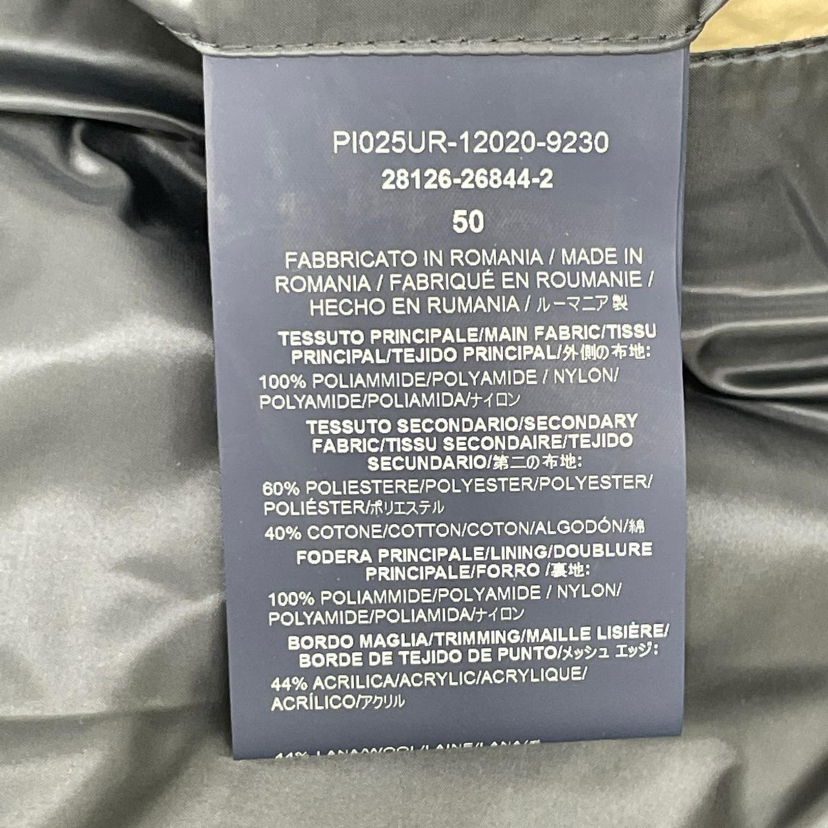 HERNO RESORT Paneled Nylon Down Jacket Navy/Gray Size 50