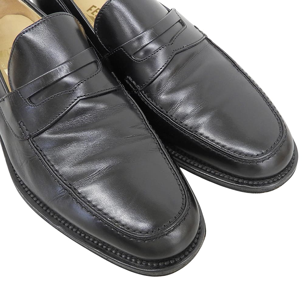 SalvatoreFerragamo Leather Penny Loafers Black Size 7 1/2 2E