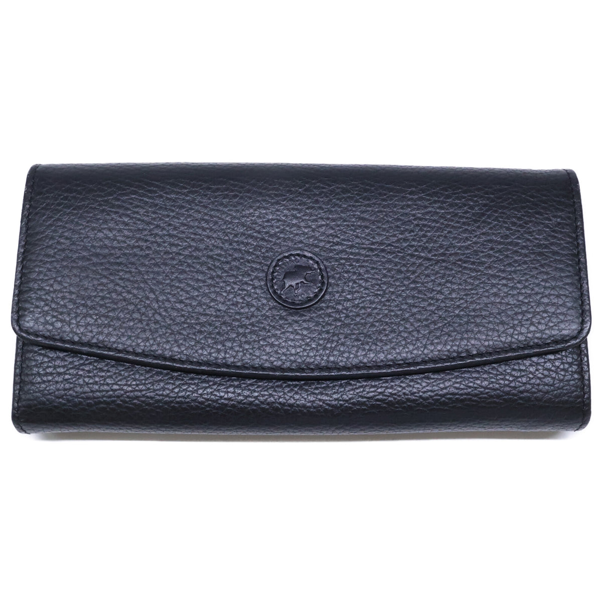 HUNTING WORLD Black Leather Flap Long Wallet