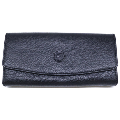 HUNTING WORLD Black Leather Flap Long Wallet