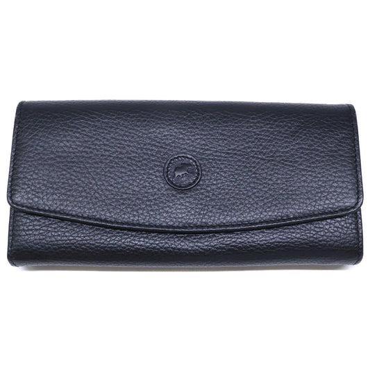 HUNTING WORLD Black Leather Flap Long Wallet