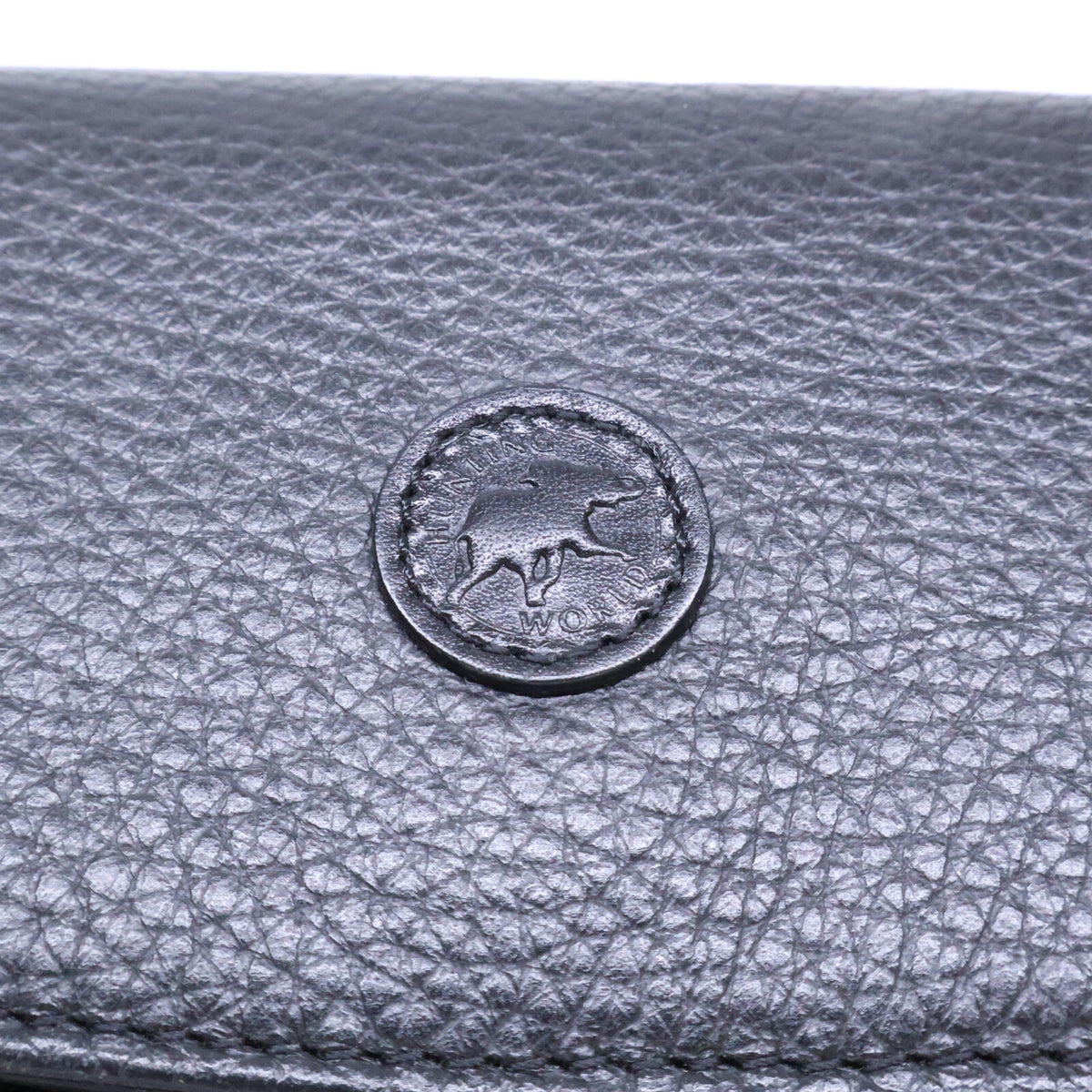 HUNTING WORLD Black Leather Flap Long Wallet