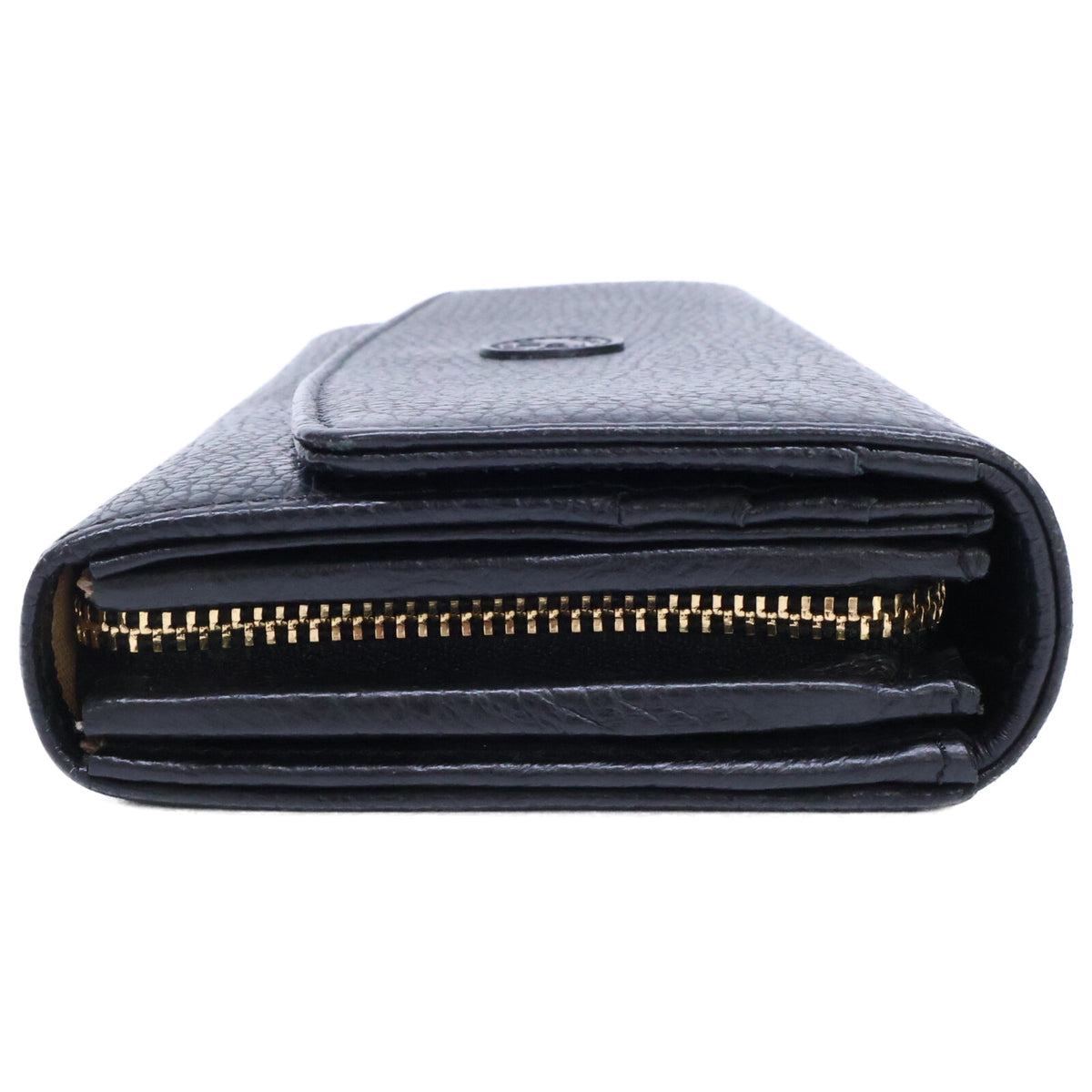 HUNTING WORLD Black Leather Flap Long Wallet