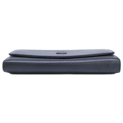 HUNTING WORLD Black Leather Flap Long Wallet
