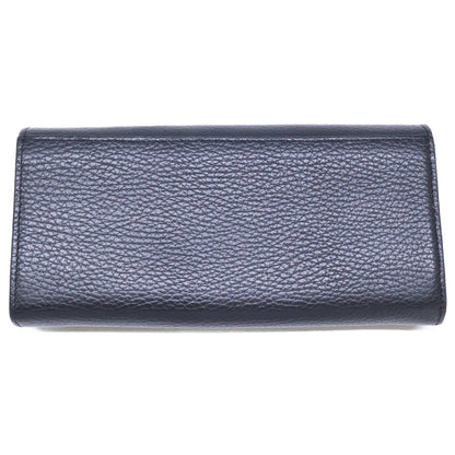 HUNTING WORLD Black Leather Flap Long Wallet