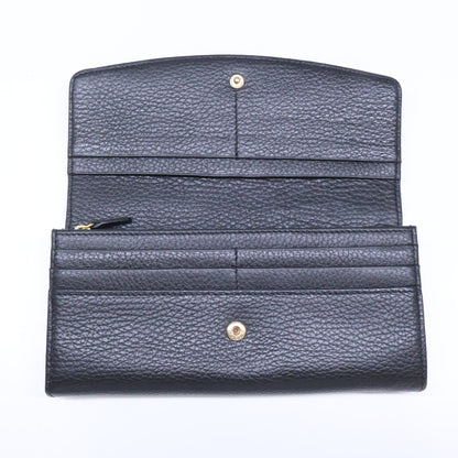 HUNTING WORLD Black Leather Flap Long Wallet