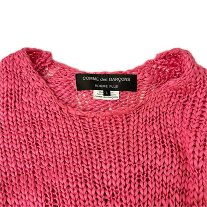 COMMEdesGARCONS HOMME PLUS PO-N008 Slub Sweater Pink Size L