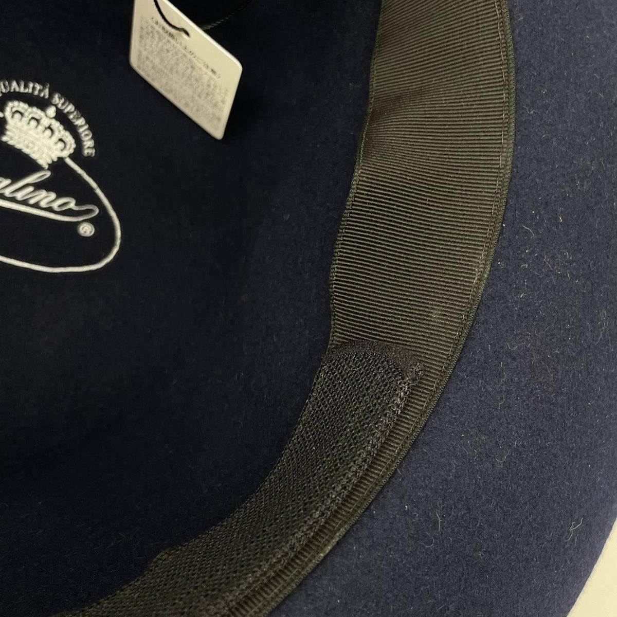 Borsalino Navy Felt Fedora Hat Size 56