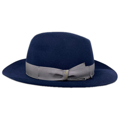Borsalino Navy Felt Fedora Hat Size 56