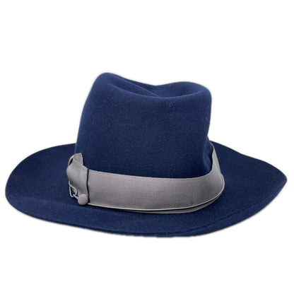 Borsalino Navy Felt Fedora Hat Size 56
