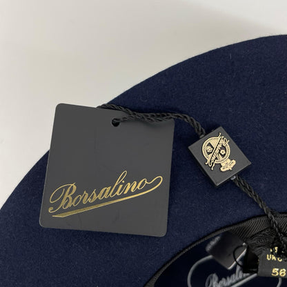 Borsalino Navy Felt Fedora Hat Size 56