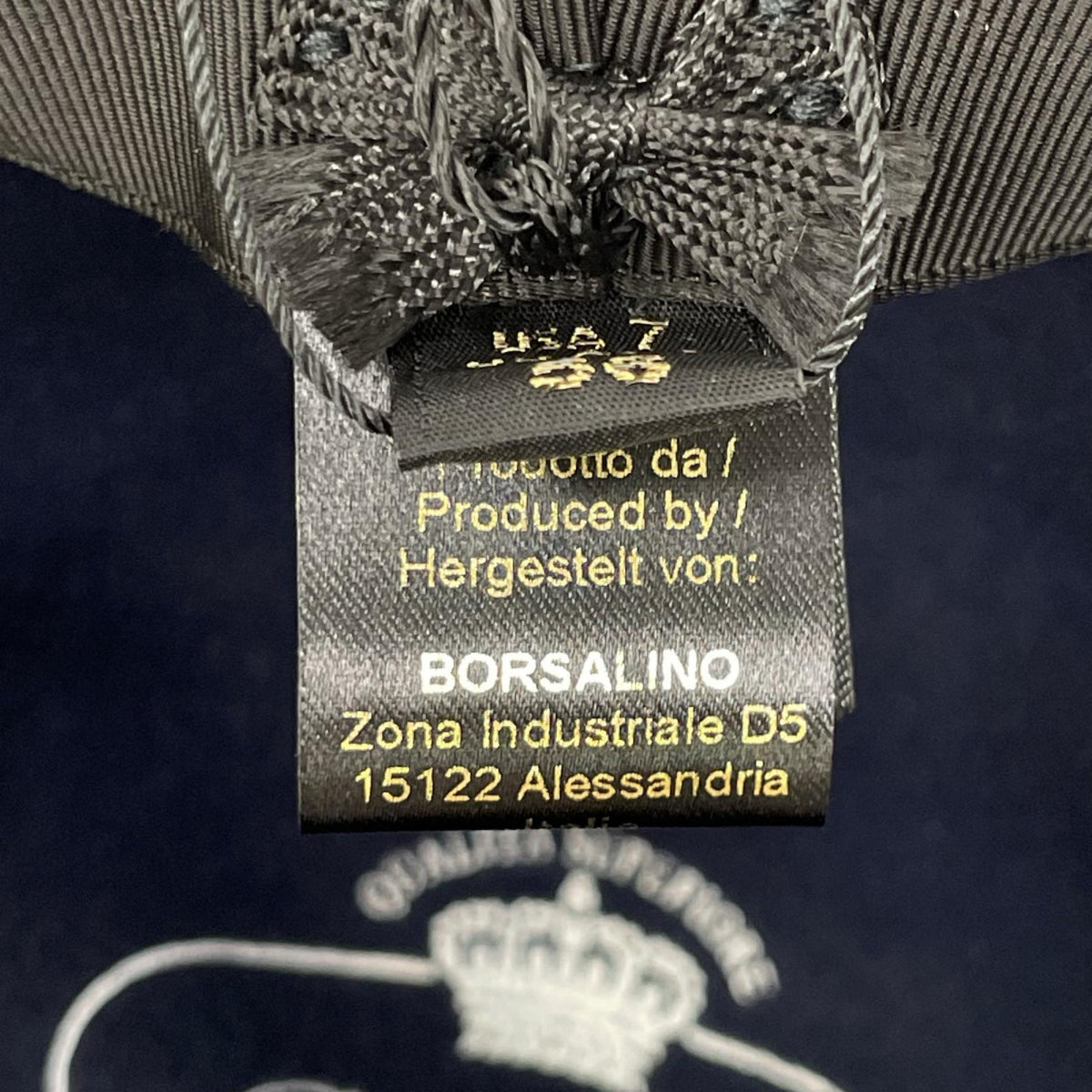 Borsalino Navy Felt Fedora Hat Size 56