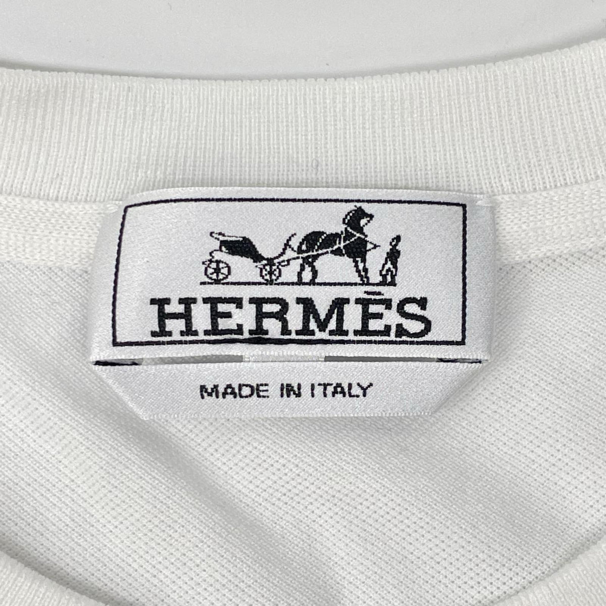 HERMES H-Embroidered Crew Neck Pocket T-Shirt White Size XS
