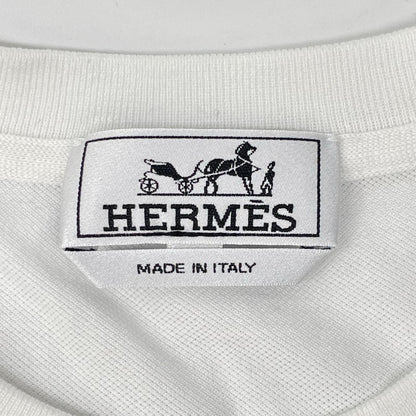 HERMES H-Embroidered Crew Neck Pocket T-Shirt White Size XS
