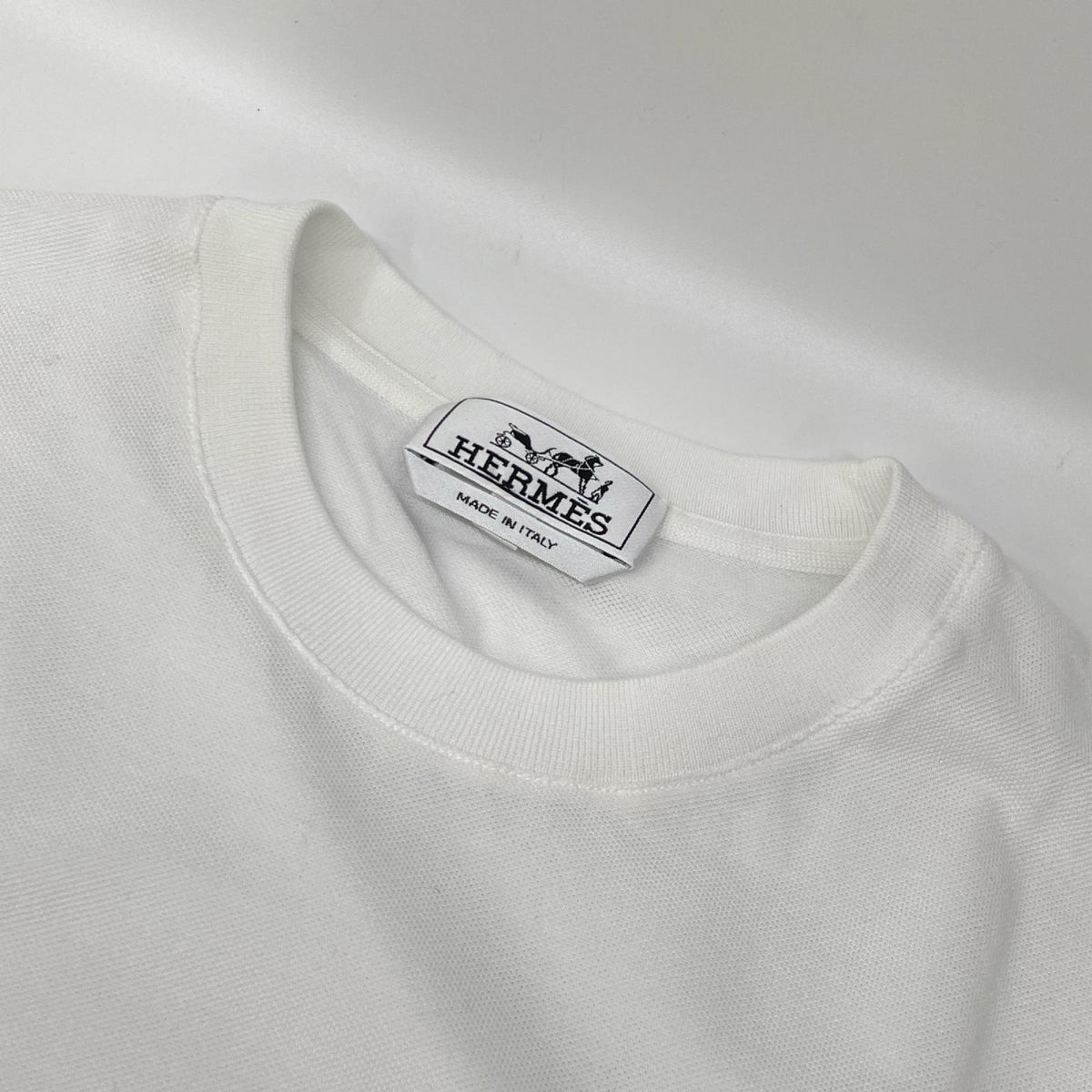 HERMES H-Embroidered Crew Neck Pocket T-Shirt White Size XS