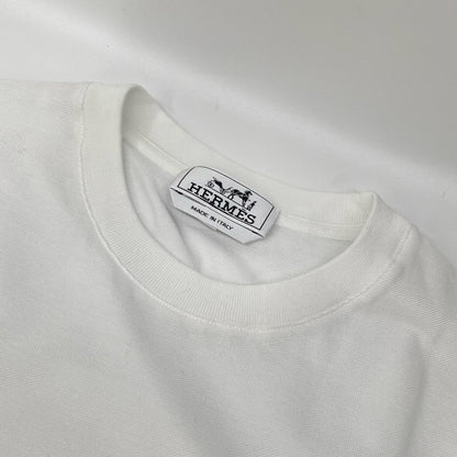 HERMES H-Embroidered Crew Neck Pocket T-Shirt White Size XS