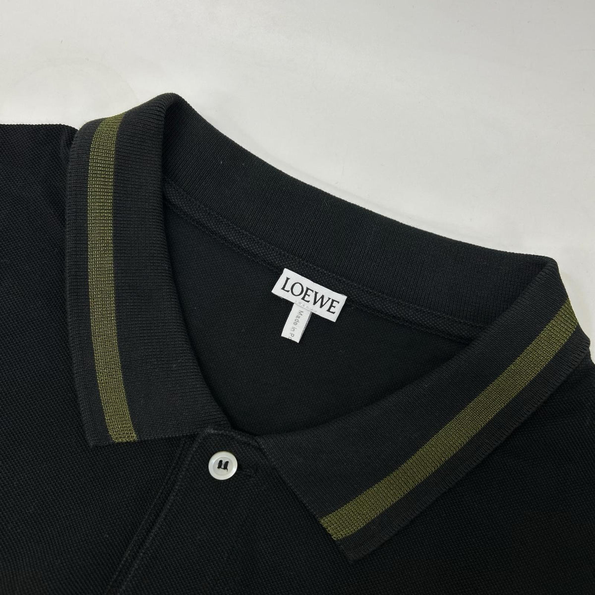LOEWE Black Anagram Embroidered Cotton Polo Shirt Size XL