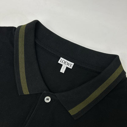 LOEWE Black Anagram Embroidered Cotton Polo Shirt Size XL