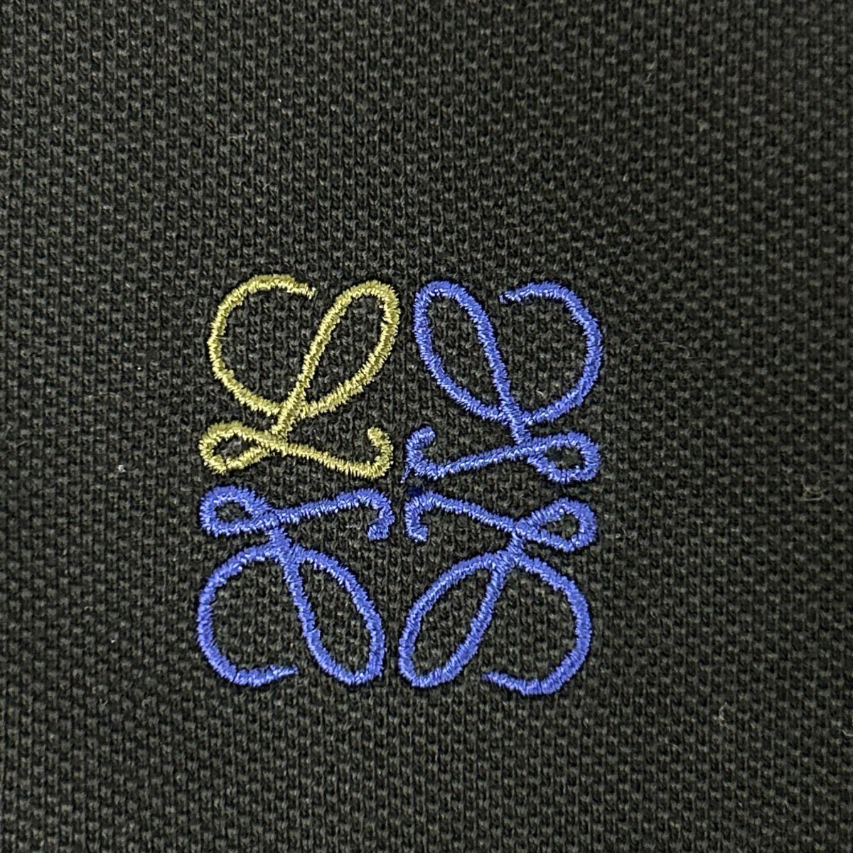 LOEWE Black Anagram Embroidered Cotton Polo Shirt Size XL