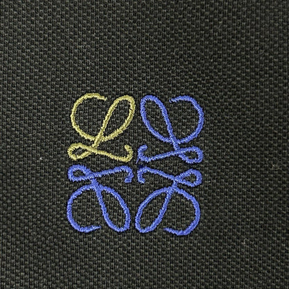 LOEWE Black Anagram Embroidered Cotton Polo Shirt Size XL