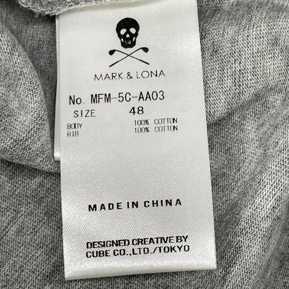 MARK&LONA MFM-5C-AA03 Johnson Tee Gray Size 48