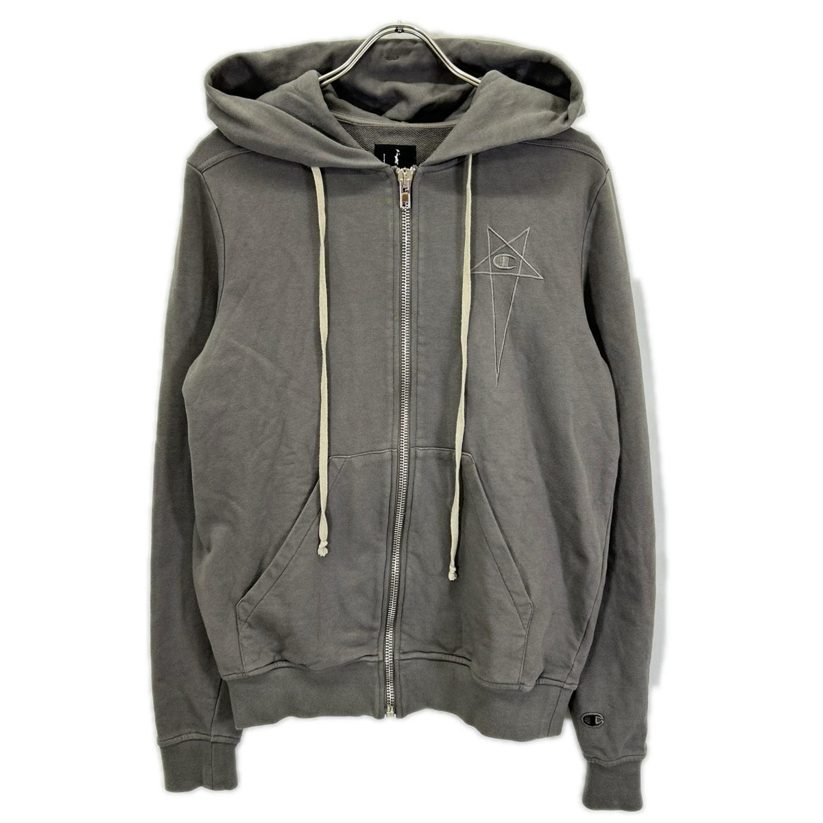 Rick Owens x Champion Pentagram Zip Up Hoodie Gray Size S