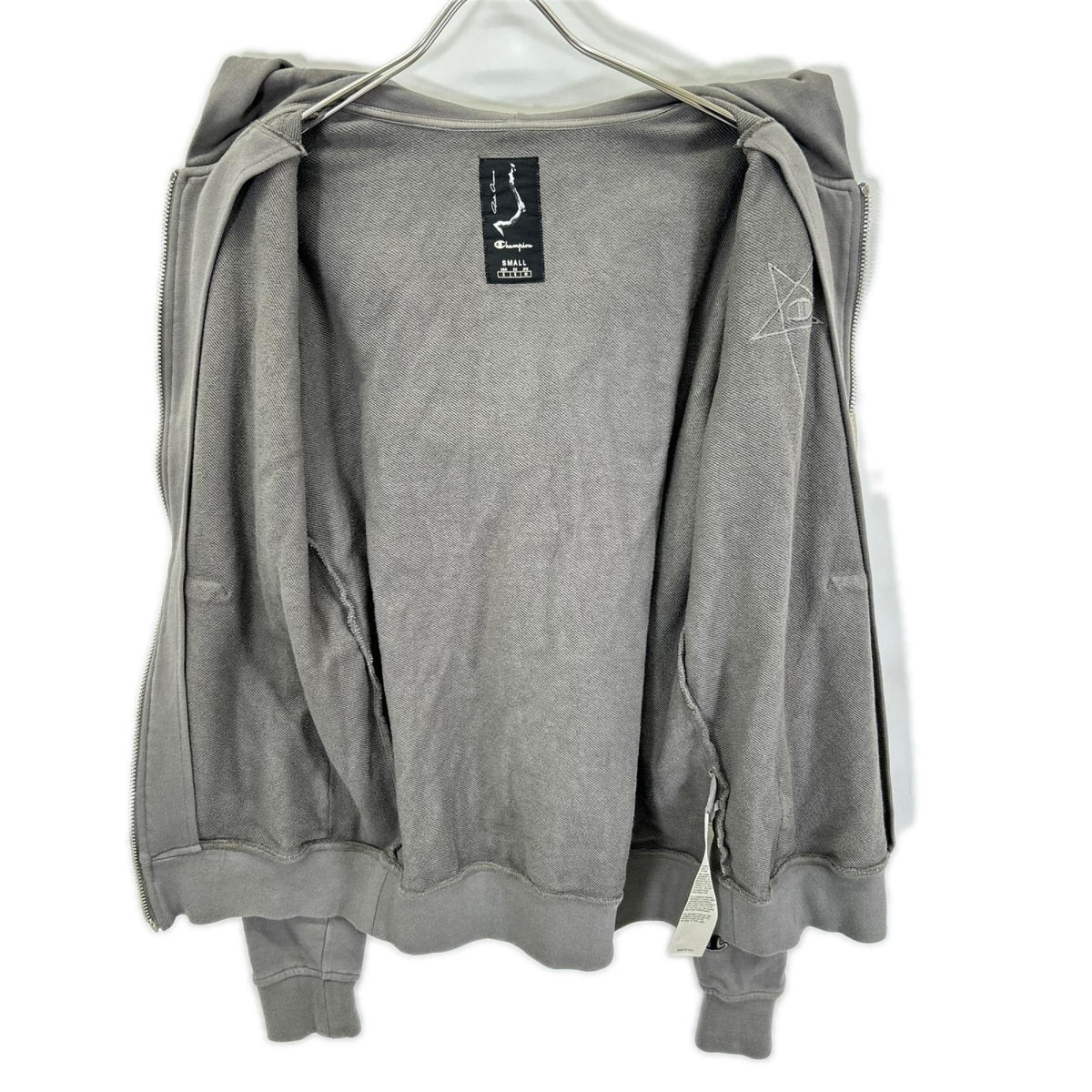 Rick Owens x Champion Pentagram Zip Up Hoodie Gray Size S