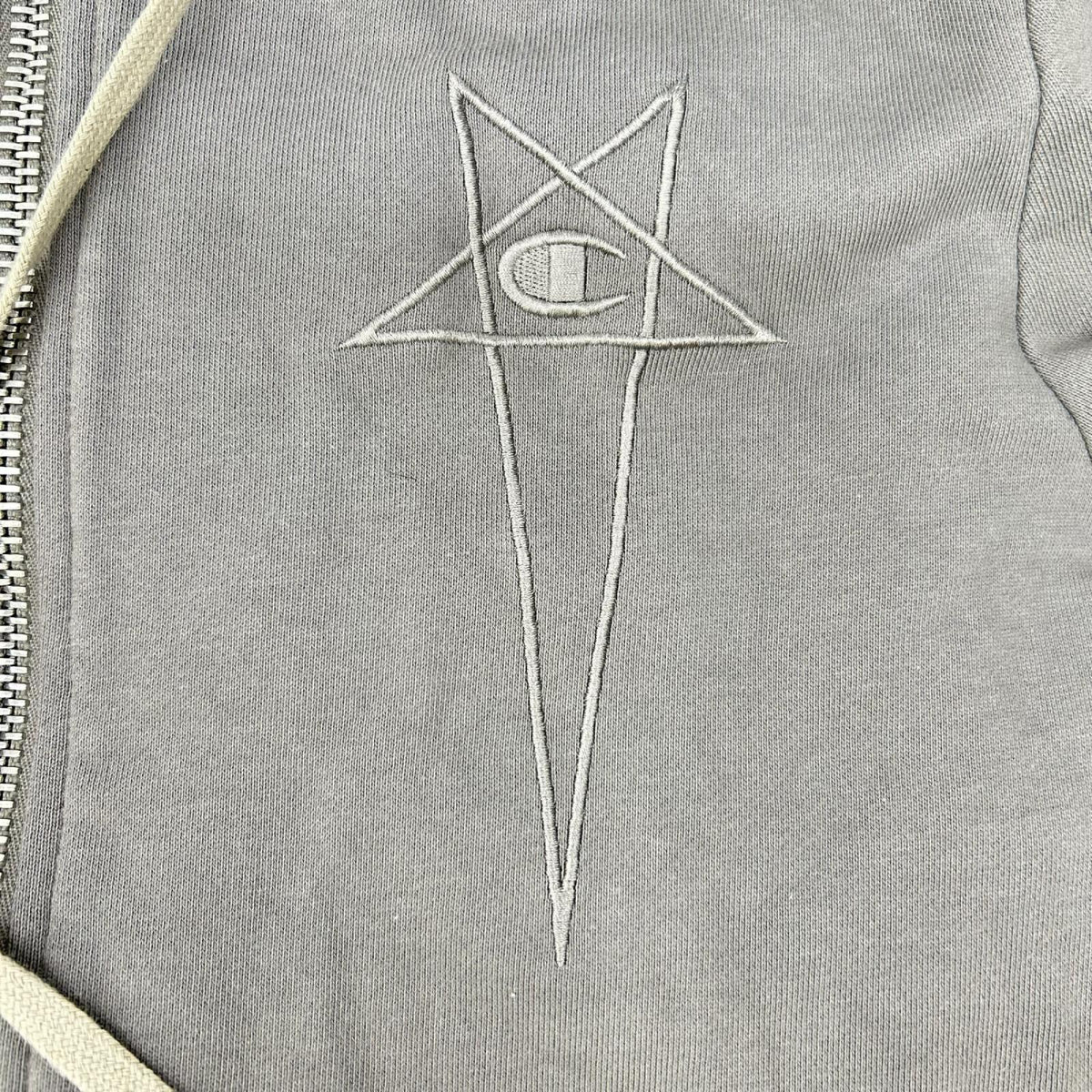 Rick Owens x Champion Pentagram Zip Up Hoodie Gray Size S